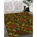 Patterned Dark Yellow Green Rug in Family Room, pat2991yw