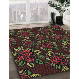 Patterned Brown Novelty Rug in Family Room, pat2991