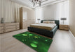 Patterned Green Rug in a Bedroom, pat2992grn