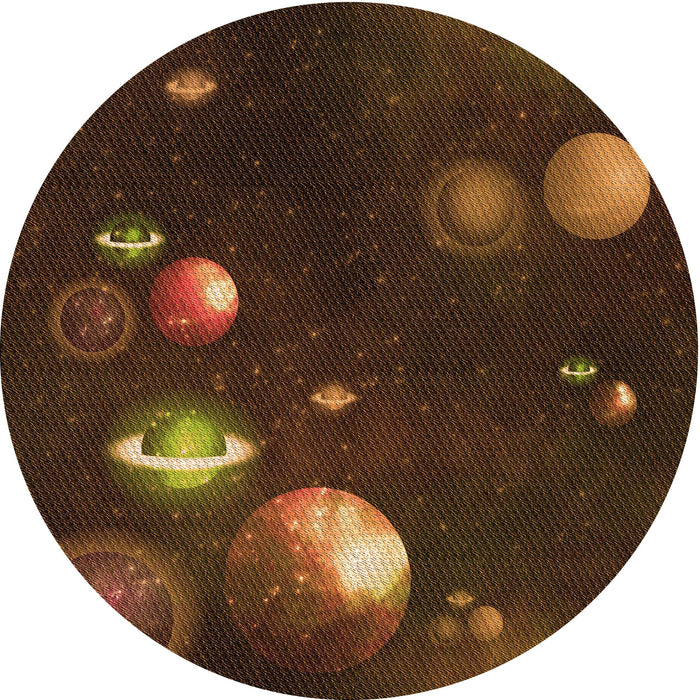 Square Patterned Saddle Brown Rug, pat2992org