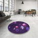 Round Patterned Dark Purple Rug in a Office, pat2992pur