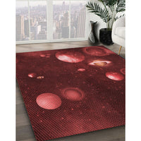 Patterned Maroon Red Rug, pat2992rd