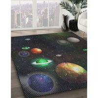 Patterned Black Novelty Rug, pat2992