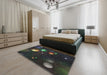 Machine Washable Transitional Black Rug in a Bedroom, wshpat2992