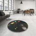 Round Patterned Black Novelty Rug in a Office, pat2992