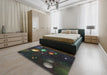 Patterned Black Novelty Rug in a Bedroom, pat2992