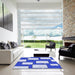 Square Patterned Blue Orchid Blue Rug in a Living Room, pat2993blu