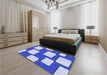 Patterned Blue Orchid Blue Rug in a Bedroom, pat2993blu