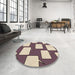 Round Patterned Velvet Maroon Purple Rug in a Office, pat2993brn