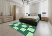 Patterned Light Green Rug in a Bedroom, pat2993grn