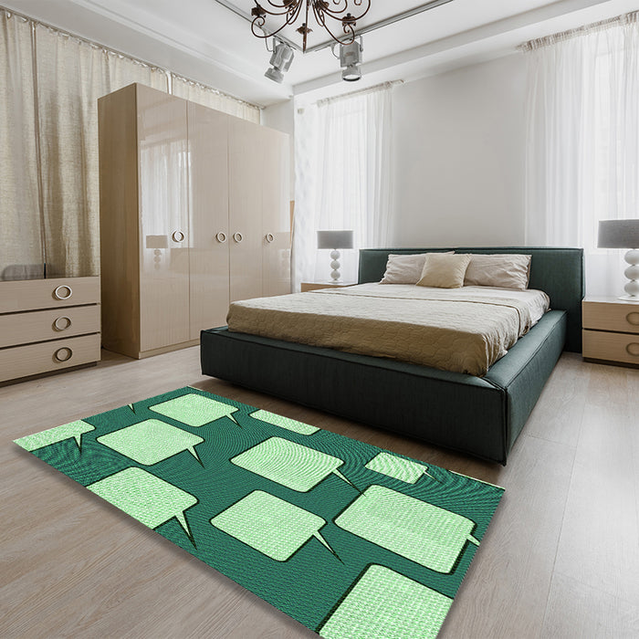 Patterned Light Green Rug in a Bedroom, pat2993grn