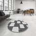 Round Patterned Platinum Silver Gray Rug in a Office, pat2993gry