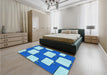 Patterned Blue Rug in a Bedroom, pat2993lblu