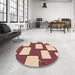 Round Patterned Pastel Orange Rug in a Office, pat2993org