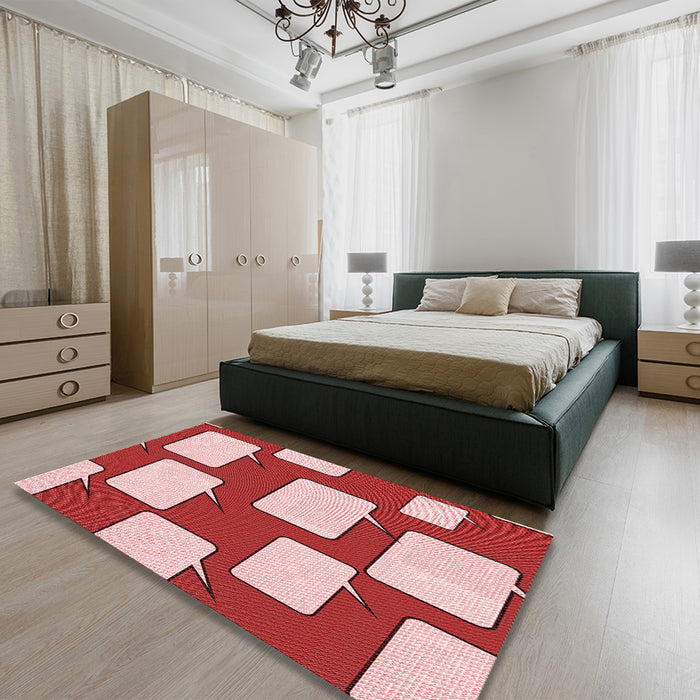 Patterned Red Rug in a Bedroom, pat2993rd