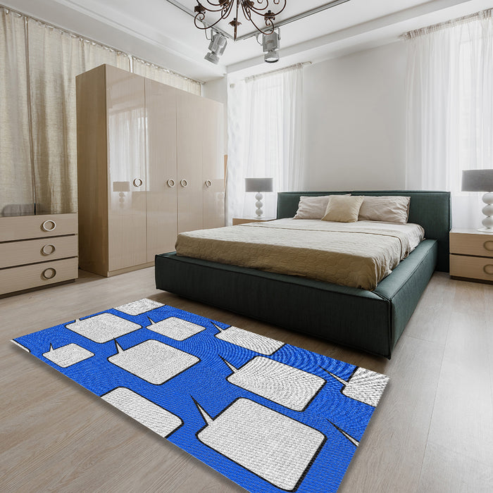 Machine Washable Transitional Blue Rug in a Bedroom, wshpat2993