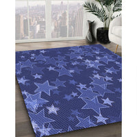 Patterned Denim Dark Blue Rug, pat2994blu