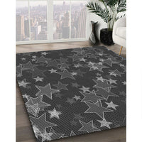 Patterned Charcoal Black Rug, pat2994gry