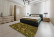 Patterned Bakers Brown Rug in a Bedroom, pat2994org