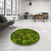 Round Patterned Dark Forest Green Rug in a Office, pat2994yw