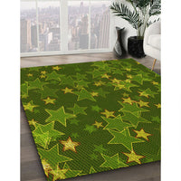 Patterned Dark Forest Green Rug, pat2994yw