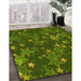 Patterned Dark Forest Green Rug in Family Room, pat2994yw