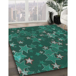 Patterned Mint Green Novelty Rug in Family Room, pat2994