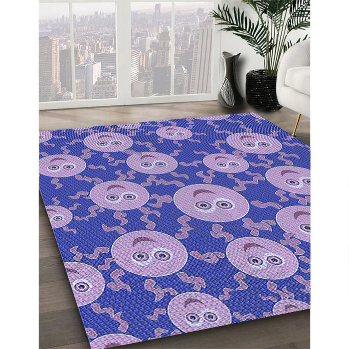 Patterned Purple Mimosa Purple Rug in Family Room, pat2995blu