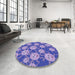 Round Patterned Purple Mimosa Purple Rug in a Office, pat2995blu