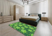 Patterned Green Rug in a Bedroom, pat2995grn