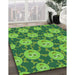 Patterned Green Rug in Family Room, pat2995grn