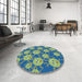 Round Patterned Pastel Green Rug in a Office, pat2995lblu