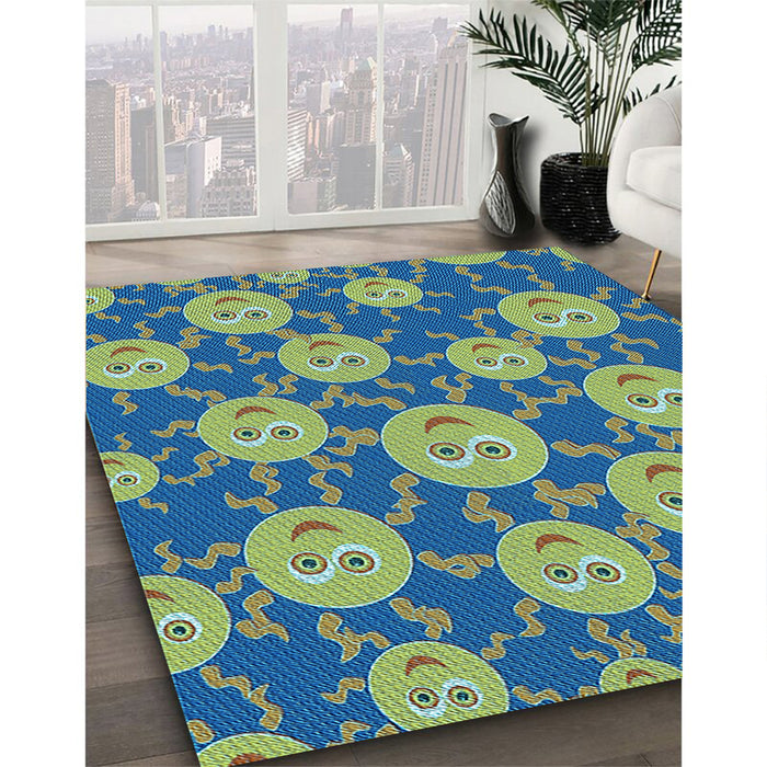 Machine Washable Transitional Pastel Green Rug in a Family Room, wshpat2995lblu