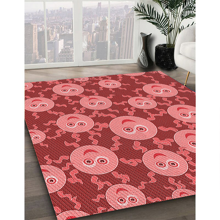 Machine Washable Transitional Red Rug in a Family Room, wshpat2995rd