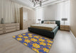 Patterned Purple Modern Rug in a Bedroom, pat2995