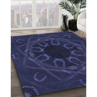 Patterned Deep Periwinkle Purple Rug, pat2996blu