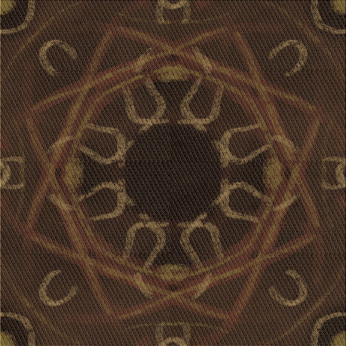 Round Patterned Saddle Brown Rug, pat2996brn