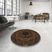 Round Patterned Saddle Brown Rug in a Office, pat2996brn