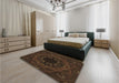 Patterned Saddle Brown Rug in a Bedroom, pat2996brn