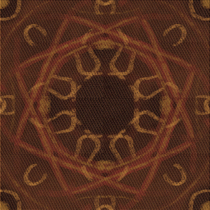 Round Patterned Mahogany Brown Rug, pat2996org