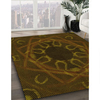Patterned Dark Bronze Brown Rug, pat2996yw