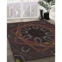 Patterned Black Brown Novelty Rug, pat2996