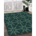 Machine Washable Transitional Deep Teal Green Rug in a Family Room, wshpat2997lblu