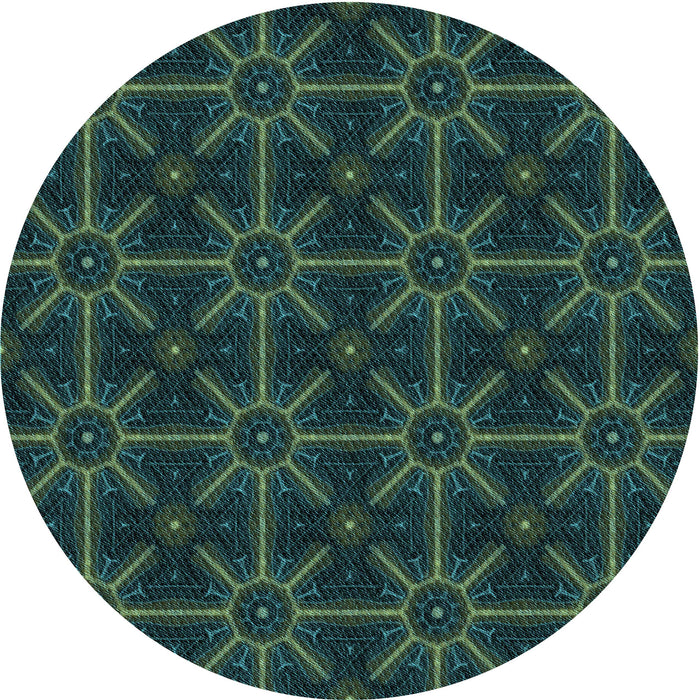 Square Patterned Deep Teal Green Rug, pat2997lblu