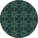 Square Patterned Deep Teal Green Rug, pat2997lblu