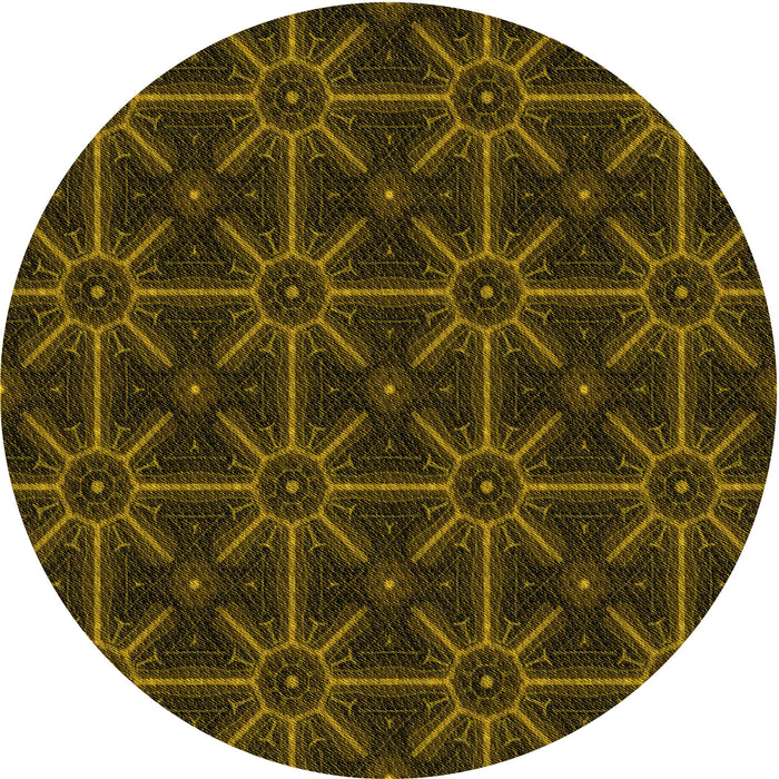 Square Patterned Dark Yellow Green Rug, pat2997yw