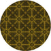 Square Patterned Dark Yellow Green Rug, pat2997yw