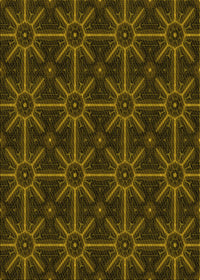 Machine Washable Transitional Dark Yellow Green Rug, wshpat2997yw