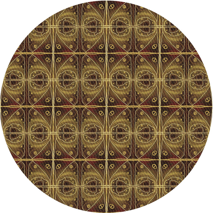 Square Patterned Red Rug, pat2998brn