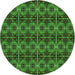 Square Patterned Dark Forest Green Rug, pat2998grn